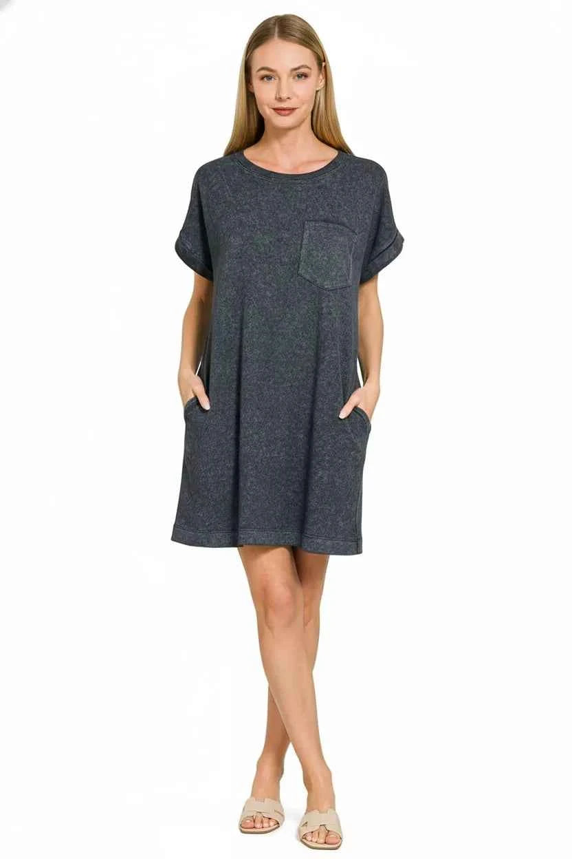 Zenana Premium Cotton Washed T-Shirt Dress Black Short Sleeve with Pocket 40fc3755-bdc7-45bc-a995-6bac0703387e-Max-Origin Trendsi