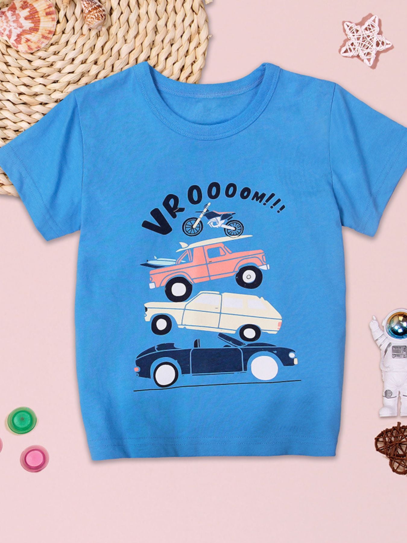 Children's Short Sleeve T-Shirt with Car Graphic
