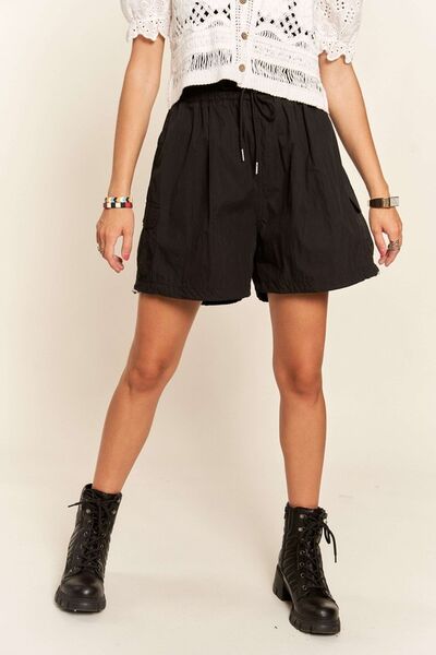 ADORA Drawstring Shorts Black Cotton with Pockets 410f976e-a86b-43d0-a99c-9b24ed98f942-Min Trendsi