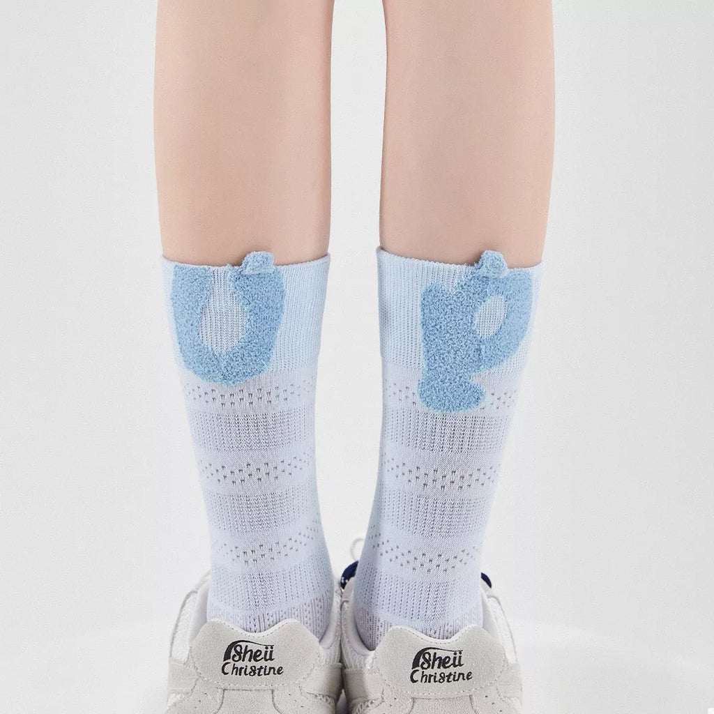 Women Cotton Crew Socks Breathable With Letters Light Blue One Size 41152ec2-098b-493e-9a90-543156649343-Max-Origin Trendsi