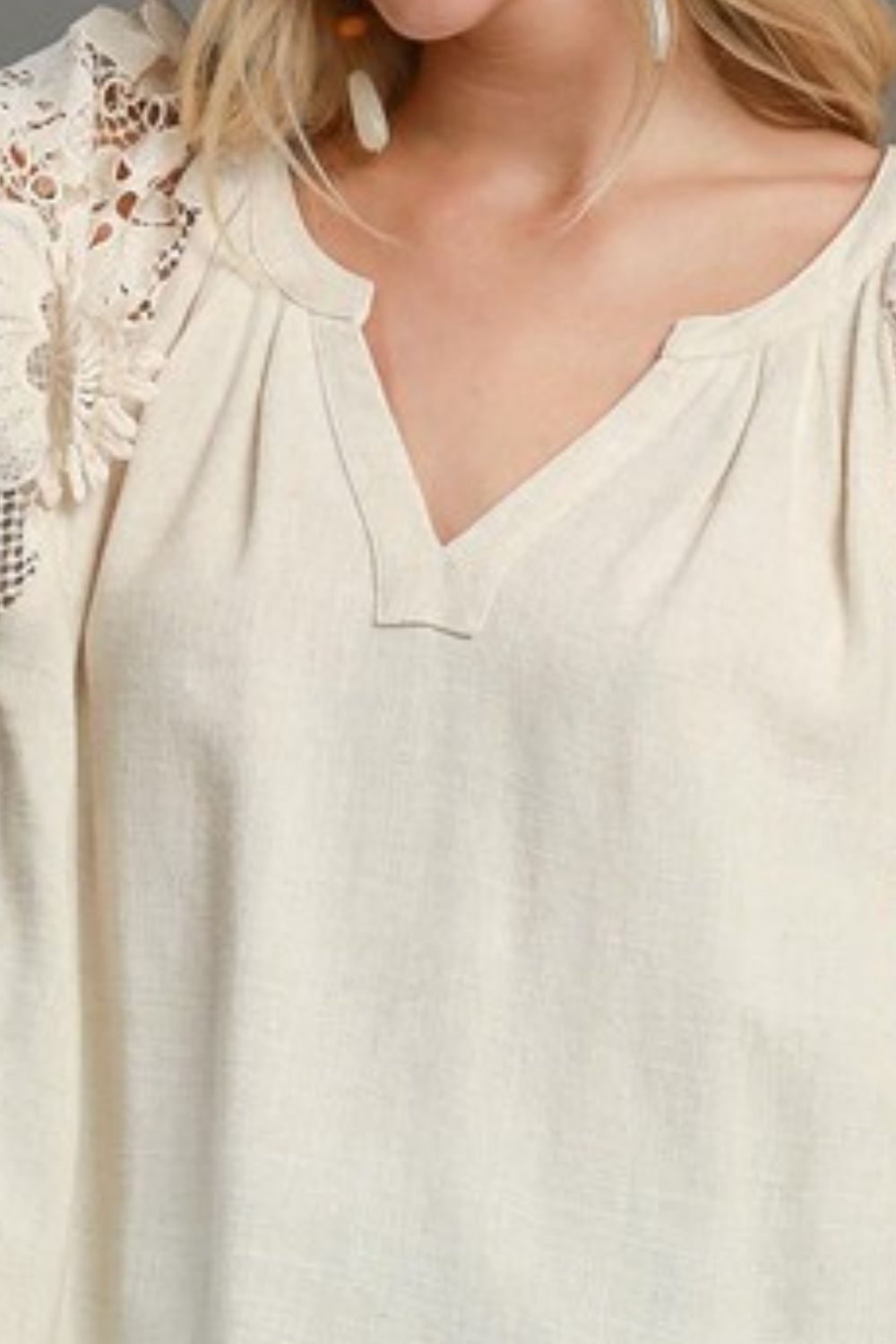 Umgee Linen Top French Terry Boxy Cut Top with 3D Floral Short Sleeve 4128589e-96f9-49d9-a9c4-fcad55d71064-Max Trendsi