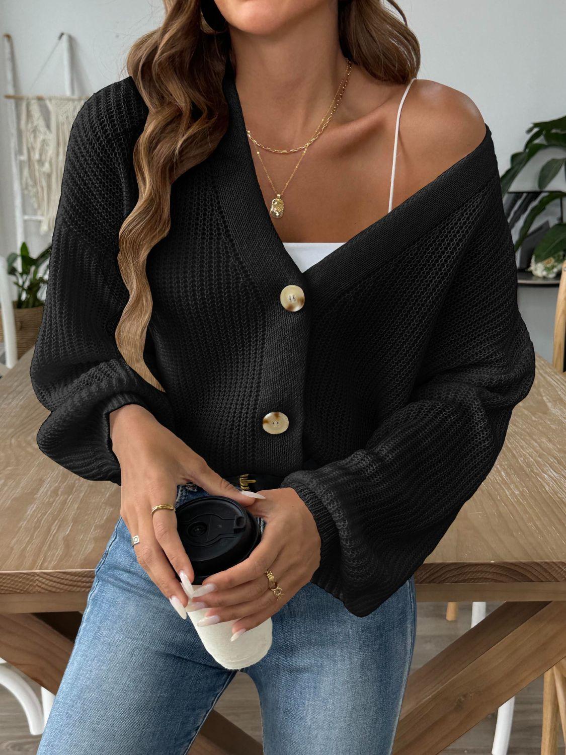 Cardigan Knit V-Neck Button Up Long Sleeve Oversized Knitwear 412e3f99-91e3-41a7-89c5-2127478ef9b9-Max Trendsi