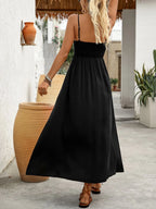 Midi Cami Dress Black Smocked Ruched Embroidered with Pockets 4130198f-658d-4114-9d63-07550a3ed926-Max-Origin Trendsi