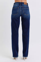 Judy Blue Women Jeans Raw Hem Straight Leg Blue Denim Basic Pants 41482b73-cdbf-4917-adb6-0ba9b00e5af4-Max Trendsi