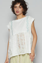 POL White Blouse Embroidered Detail Boat Neck Cap Short Sleeve Lace 414de351-d005-4d53-a955-d8e8e2ec5663-Max Trendsi