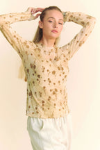 Davi & Dani Floral Mesh Top Long Sleeve Sheer Layering Blouse 4170523fa3cd4ef1b972c1352531de95-Max-Origin Trendsi