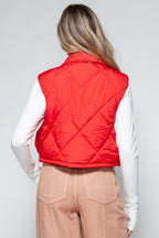 Crop Vest Snobbish Snap Down Quilted Sleeveless Waistcoat 41732d47-e259-49ed-91db-b360bf51d006-Max Trendsi