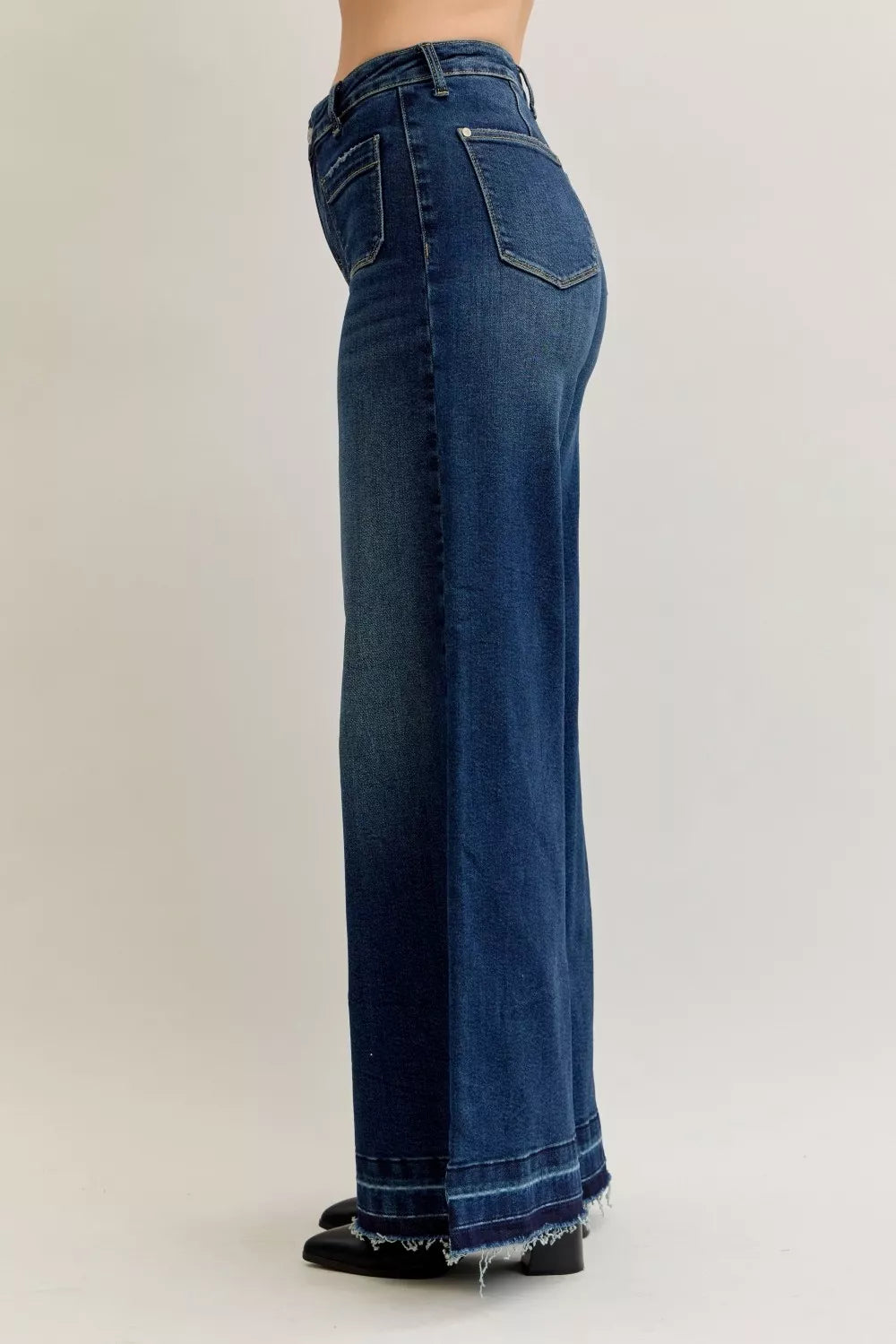 Judy Blue Jeans Wide Leg High Waist Palazzo with Front Patch Pockets 41b75fd52bf94f6288be44e4f6ffbcc6-Max-Origin Trendsi