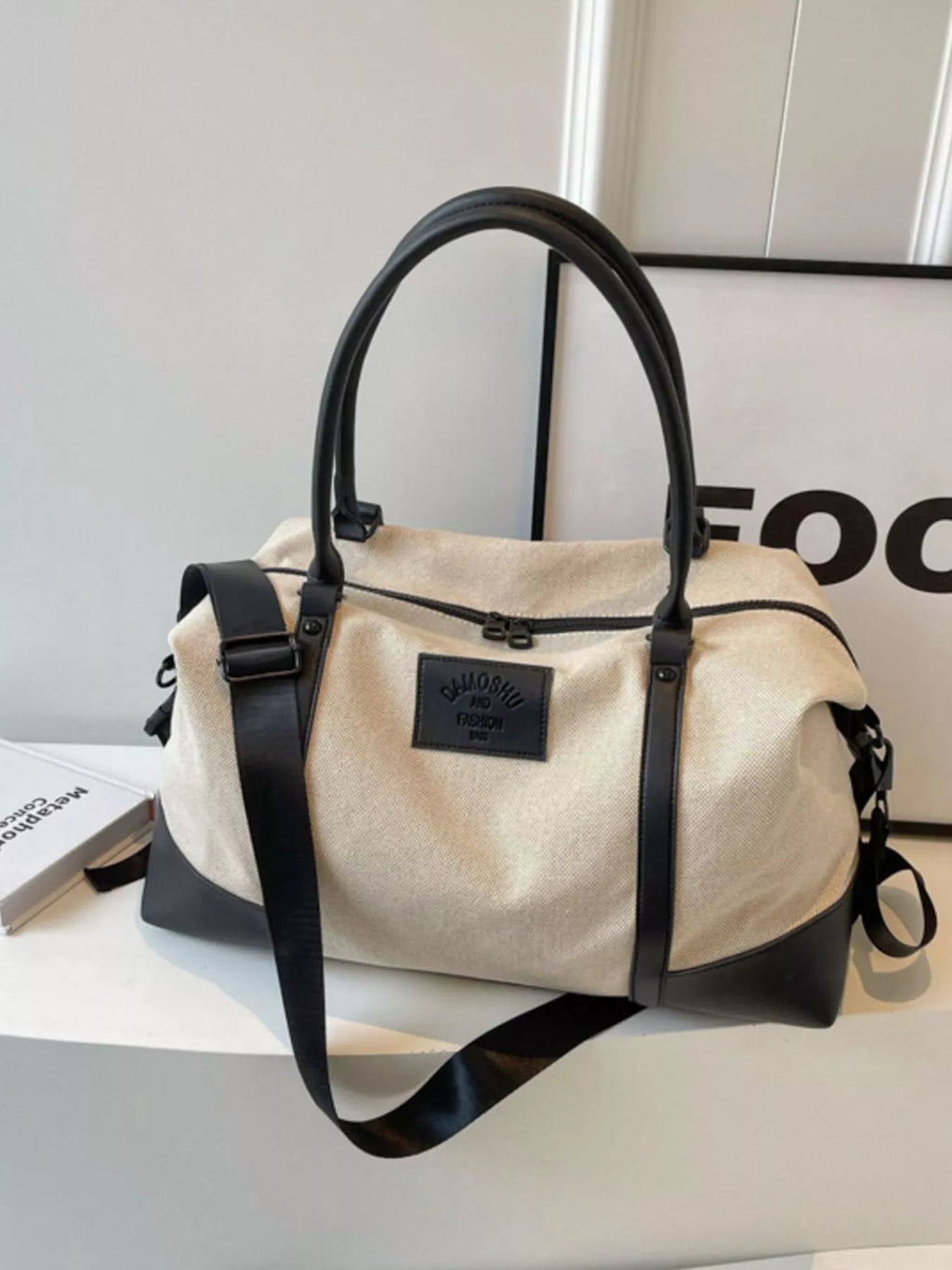 Travel Bag Canvas Leather Trim Large Handbags 41cfc140-2e5c-4071-a48f-016df2cd8dbc-Max-Origin Trendsi