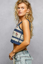 POL Crochet Cami Navy Multi Floral Embroidered Cropped Top with Scalloped Hem 41e585c6-f424-44ef-a29b-c78d79680df4-Max-Origin Trendsi