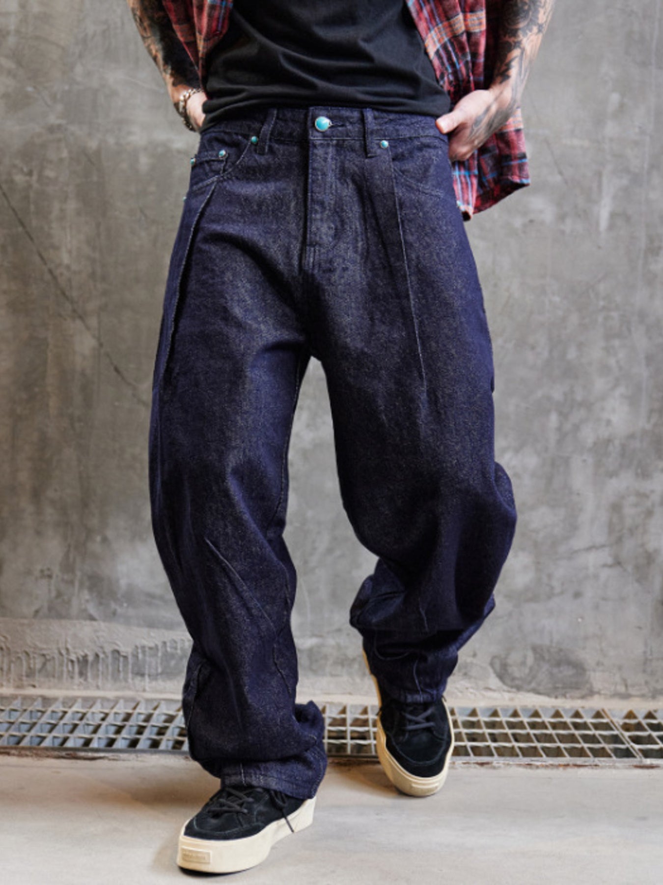 Men's Full Size Wide Leg Jeans, Plus Size Available