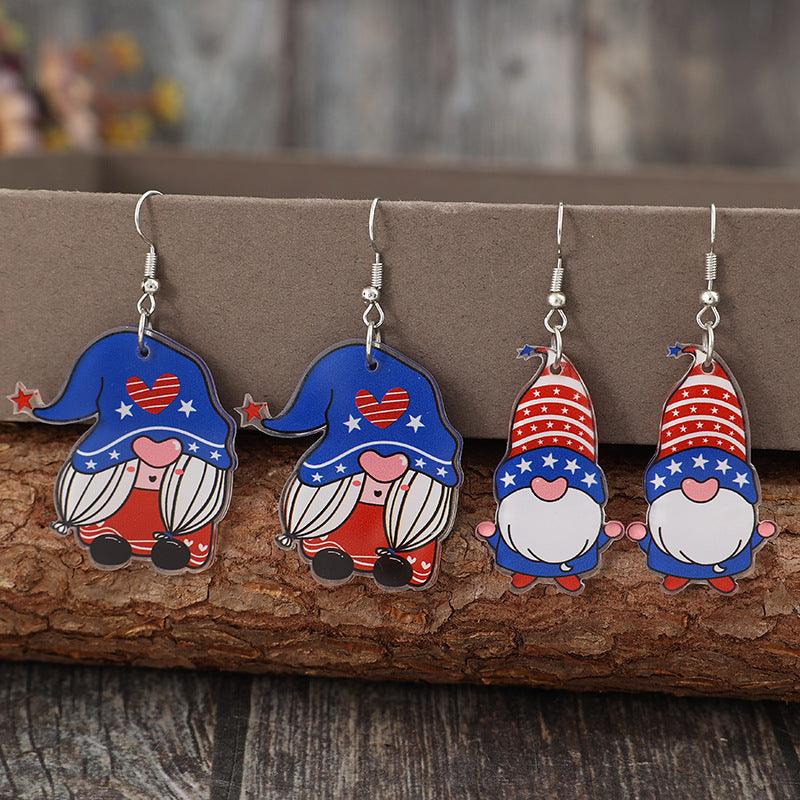 USA Earrings 2 Pair Acrylic Gnome Drop Fashion Earrings 42015340-9616-4a83-8f56-8bf861e5e7cf-Max Trendsi