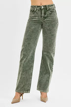 RISEN Womens Corduroy Pants Green Forest Tummy Control Mid Rise Straight Leg 42089785-188c-480e-ae32-98094ef23509-Max-Origin Trendsi
