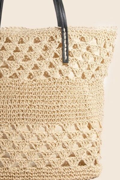 Knitted Tote Bag Fame Accessories Faux Leather Handles Large 423300b3-a714-4b3d-81ec-47eedc8f27aa-Min Trendsi