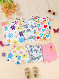 Children's 6 Piece Printed Tee and Shorts Set