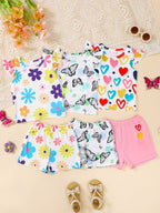 Children's 6 Piece Printed Tee and Shorts Set