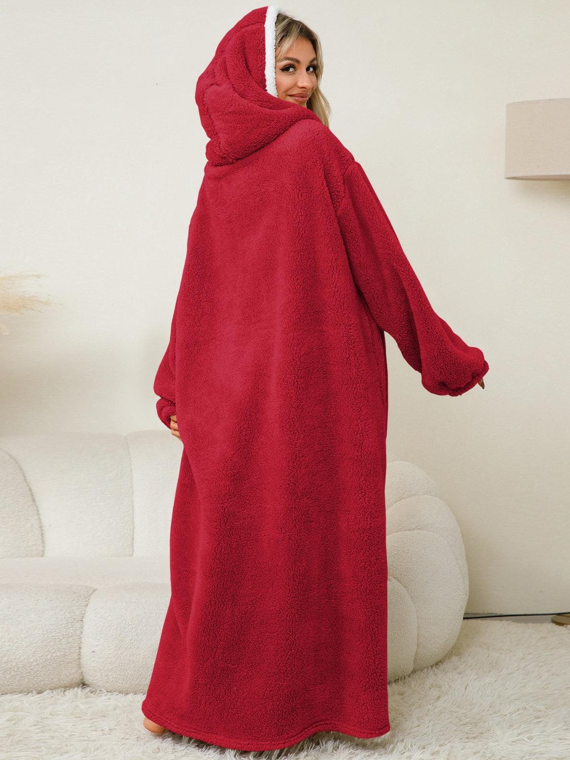 Hooded Lounge Dress Oversized Soft Pocketed Contrast Long Sleeve 42592e37-0d16-423b-816e-bcecbca1fd09-Max Trendsi