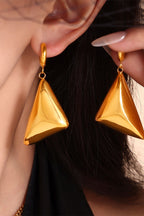 Dangle Earrings Triangle 3D Shape 18K Gold-Plated Gold Women Stainless steel 426149b3-e153-43d0-a5dc-91237f5da765-Max Trendsi