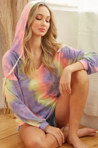 BiBi Womens Tie Dye Hoodie Blue Mix Terry With Twill Tape Drawstring Hood 428f325750d54baaabeefe04e497fb06-Max-Origin Trendsi