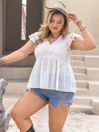 Plus Size V-Neck Cap Sleeve Blouse
