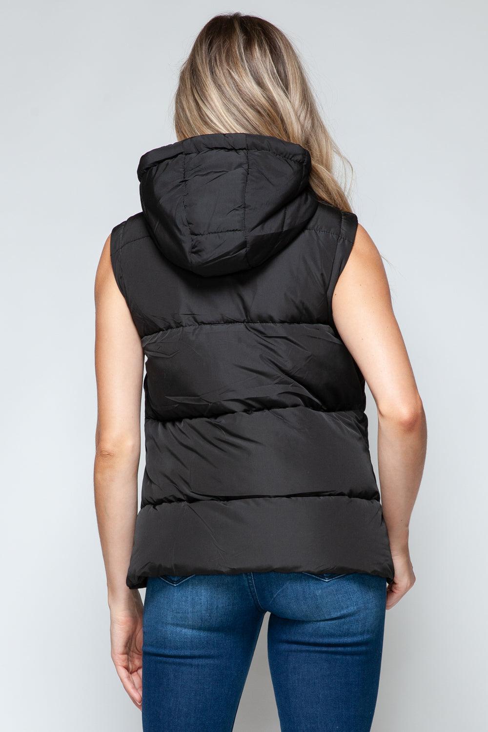 Hooded Vest Snobbish Black Sleeveless Snap and Zip Closure Outwear 42bb81bb-a92e-4787-a43d-b41775f154c6-Max Trendsi