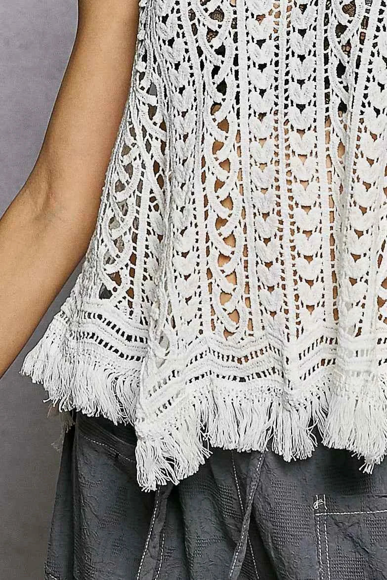 POL Crochet Tank Top Off White Fringe Hem Lace Sleeveless Blouse 42d9925c-7592-4766-b010-1ad3617184c0-Max-Origin Trendsi