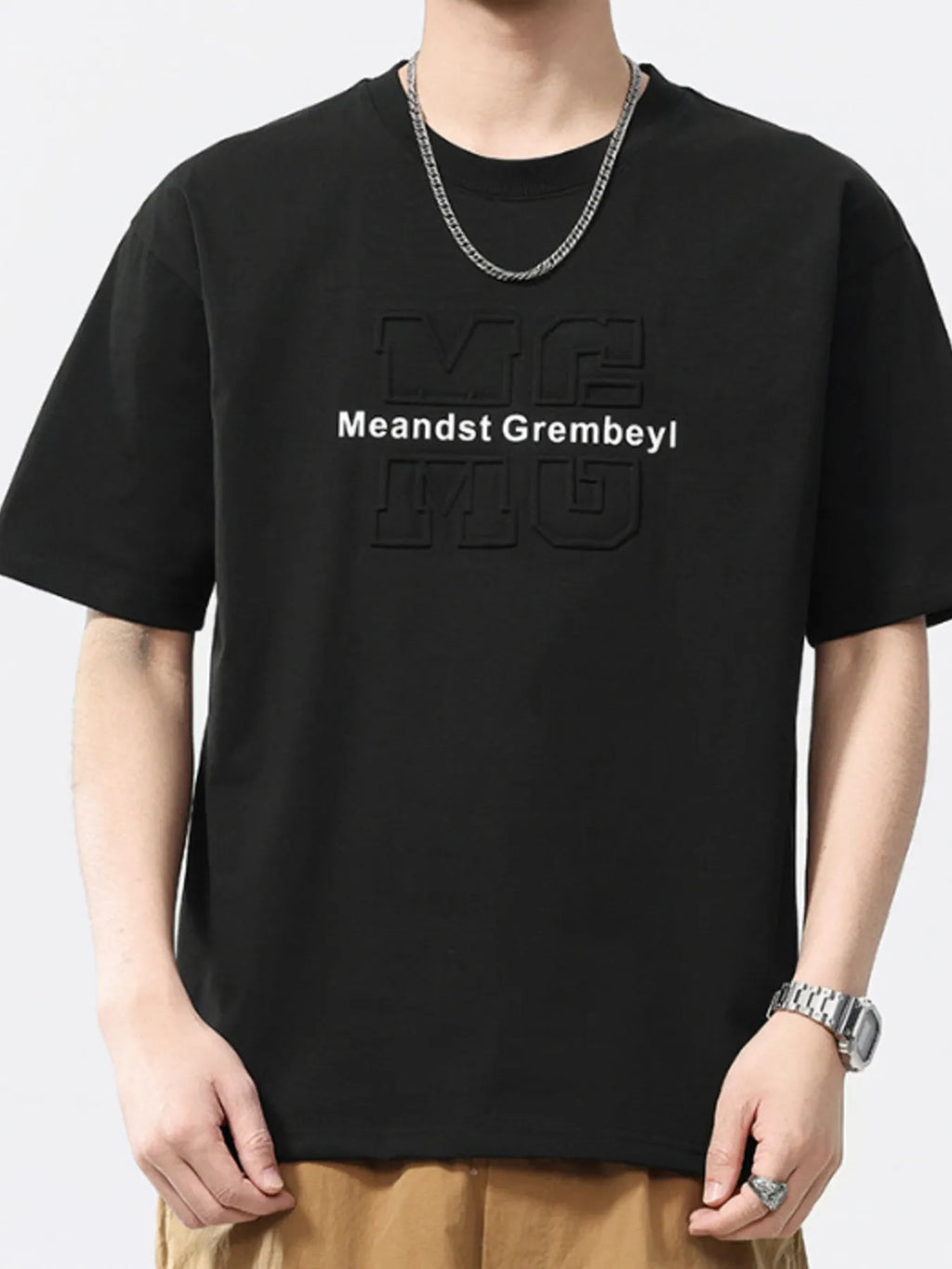 Men's Casual T-Shirt Round Neck Oversized Short Sleeve Top Plus Sizes Black 42dbcda662ae4e10b08bdf7c646cc83c-Max-Origin Trendsi