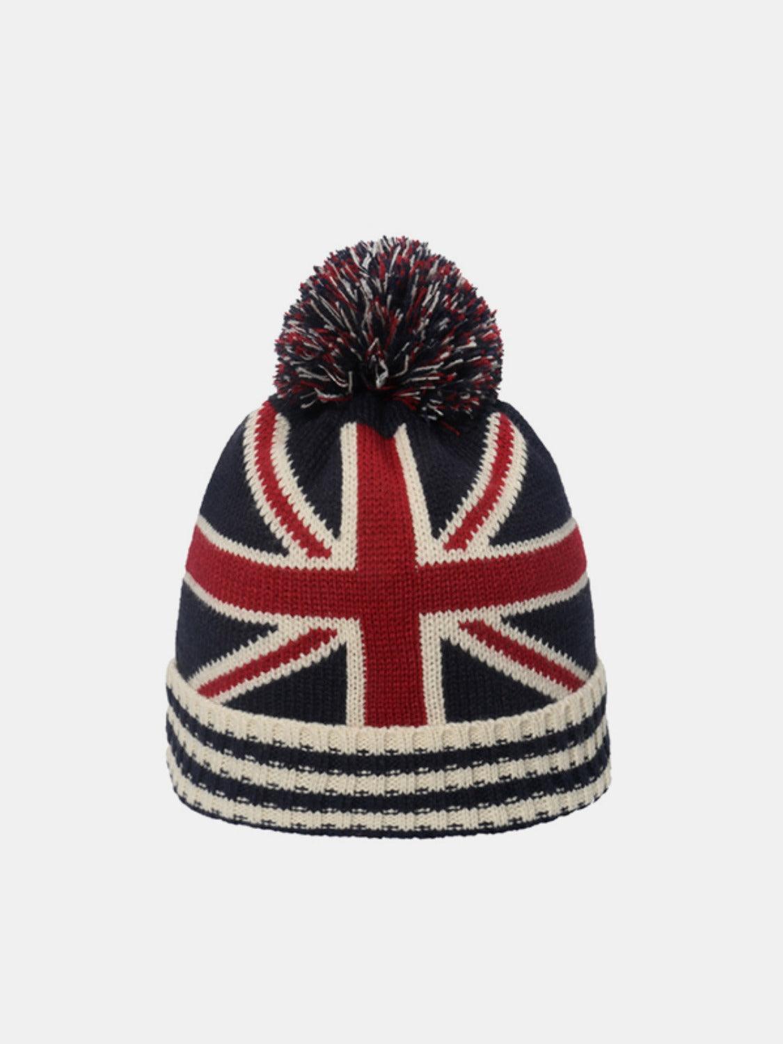 Knit Hat Roll Rim US Flag