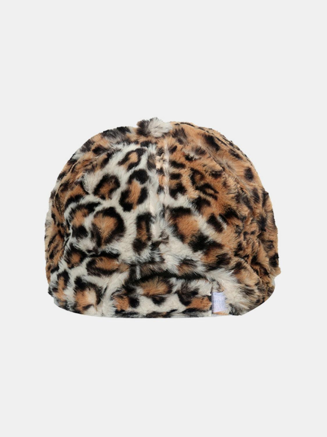 Fuzzy Baseball Cap Leopard Soft Acrylic