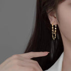 18K Gold-Plated Chain Earrings with 925 Sterling Silver - 1 Pair