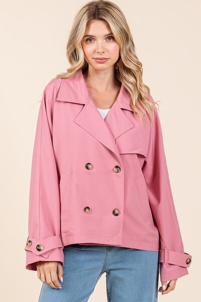Mittoshop Trench Coat Rose Double Breasted Long Sleeve Short Jacket 431ad7e7-287a-4b45-9082-75ed127dea6f-Min Trendsi
