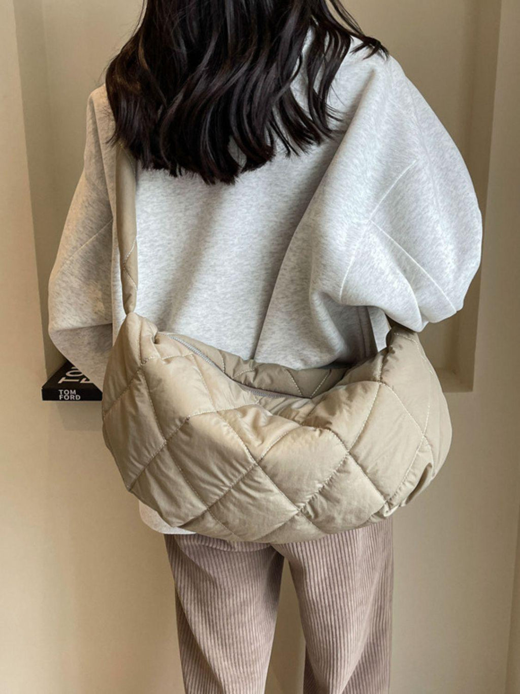 Quilted Polyester Large Crossbody Bag Zipper Hobo Handbags 431b9910-547a-4d7e-9a92-3256ce0d3fb0-Max Trendsi