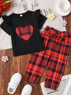 Children's Heart Ruffle-Trim T-Shirt and Pants Set