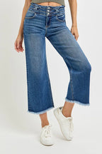 RISEN Women's Crop Jeans High Rise Wide Leg with Wide Band Detail 431e3f037c19468ca5915de5c66b557f-Max-Origin Trendsi