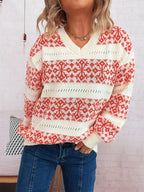 Women's Sweater Contrast Ribbed Hem Long Sleeve Pullover 432bb849d25447ef908e85cf71771ba3-Max-Origin Trendsi