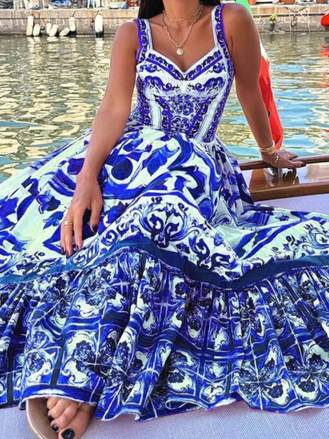 Midi Dress Smocked Printed Wide Strap Ruffled Zipper 433921fa-e9f6-4bc1-8175-8124071d2f36-Max-Origin Trendsi