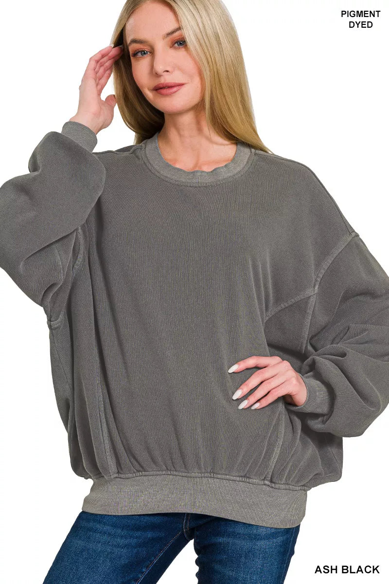 Zenana Soft Fleece Pullover Pigment Dye Cozy and Stylish Top ASH BLACK 434eb5f2-3cf1-4c73-bd4f-1cb5b4e46a3a-Max-Origin Trendsi