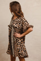 BiBi Leopard Dress Mix and Match Prints Short Sleeves Oversized V Neck 4357db98acc347b79ee26b5fdf6e6b05-Max-Origin Trendsi