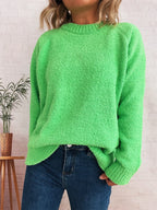 Women's Sweater Round Neck Raglan Sleeve Knit Pullover 43816773c4e74e95bb5a14c94b9301c9-Max-Origin Trendsi