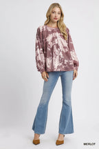 Umgee Blouse Metallic Fabric with Balloon Long Sleeves Oversized Top 4391c180-e0a4-4700-af39-ad33f7826473-Max-Origin Trendsi