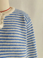 Women's Sweater Striped Button Detail Long Sleeve Pullover 43a258e60d8e4211ab22778109237556-Max-Origin Trendsi