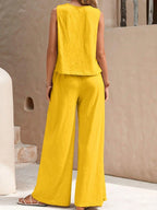 Outfit Set Round Neck Sleeveless Top and Wide Leg Pants Set 43ac06f8-9d73-4397-a0f7-741c6ada3b2a-Max Trendsi