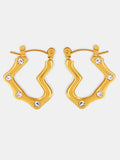 Heart Earrings Rhinestone Bead Stainless Steel Drop 18K gold-plated Jewelry Gold White One Size 43befaaa-c89f-4922-b92f-bbb0acc85b15-Max Trendsi