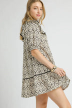 Umgee Cotton Mini Dress Black Ruffled Paisley Printed Puff Short Sleeve 43efc98e-80fb-4c22-8b15-1837d91ebdc1-Max-Origin Trendsi