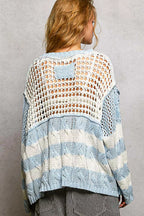 POL Womens Sweater Sky Blue Knit Color-Block Stripe Pattern Top Twisted Weave 440bb72d-9ac7-4fbe-a980-a85af01b1e71-Max-Origin Trendsi
