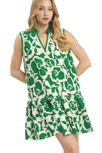 Umgee Floral Sleeveless Tiered Mini Dress