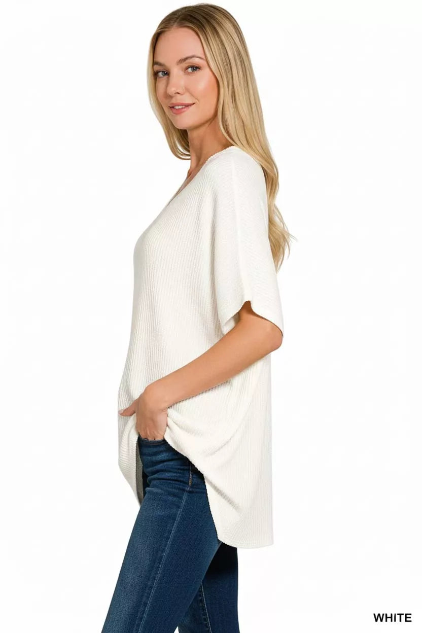 Zenana Raised Rib V-Neck Batwing Top 443db9a4-0522-4ee6-a611-9e4eca92d350-Max-Origin Trendsi