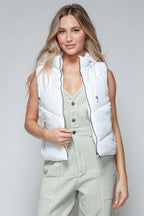 Hooded Vest Snobbish White Zip Up Quilted Sleeveless Outwear 44411241-d49a-428b-9747-313ac5fe323a-Max Trendsi