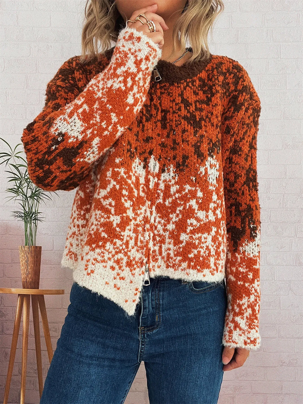 Women's Cardigan Zip Up Knit Asymmetrical Hem Long Sleeve 444dcb5a46ee4470b404b60c156bc1da-Max-Origin Trendsi