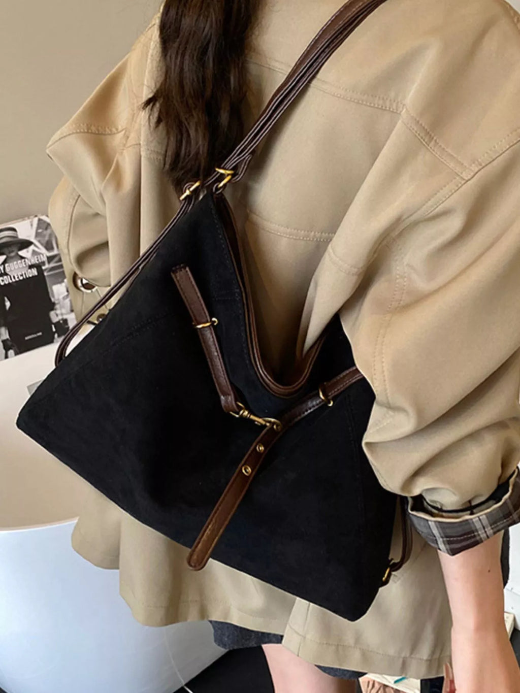 Womens Suede Tote Bag Large Handbag 4453606d-d838-4075-96b9-05f5d78e8f1e-Max-Origin Trendsi